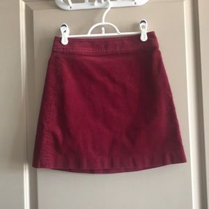 Burgundy Corduroy A-Line Mini Skirt